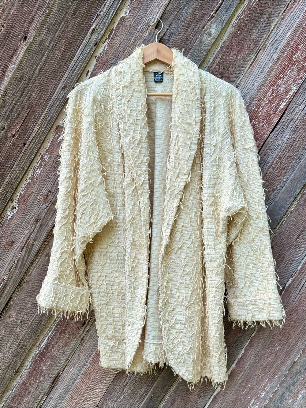 Textured Open-Front Cream Jacket